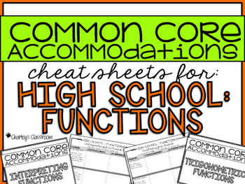 Preview of Common Core Accommodations *Cheat Sheet* {High School Functions}