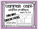 Common Core Addition Problems Sums to 20 {Finding the Unkn