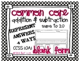 Common Core Addition & Subtraction Word Problems to 20 {BL