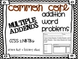 Common Core Addition Word Problems Sums to 100 Multiple Ad