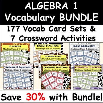 Preview of Common Core Algebra 1 VOCABULARY ACTIVITIES - BUNDLE PRICE!