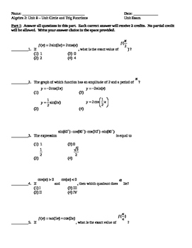the unit circle common core algebra 2 homework