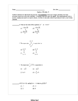 using tables on your calculator common core algebra 2 homework