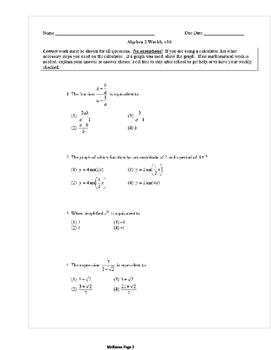 power functions common core algebra 2 homework