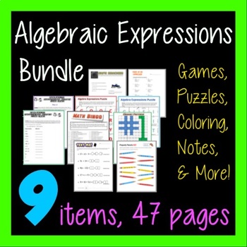 Preview of Algebraic Expressions 9-in-1 Bundle