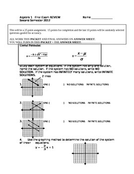 Preview of Common Core Algebra I Final Exam Review