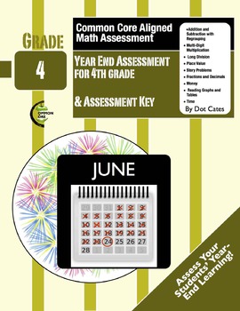 Preview of Common Core Aligned 8-Page End of Year Math Assessment for Fourth Grade