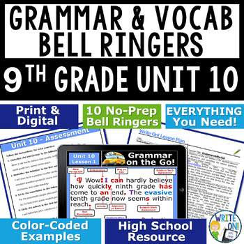 Preview of Grammar Vocabulary Usage Mechanics Sentence Structure Bell Ringer  9th Grade #10
