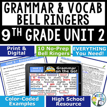 Preview of Grammar Vocabulary Usage Mechanics Sentence Structure Bell Ringer - 9th Grade #2