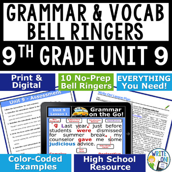 Preview of Grammar Vocabulary Usage Mechanics Sentence Structure Bell Ringer - 9th Grade #9