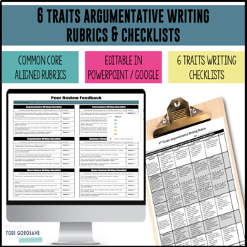 Preview of 6 Traits Argumentative Writing Rubrics - 6, 7, 8 - DIGITAL