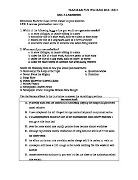 Preview of Common Core Aligned DOL Assessment Quarter 2