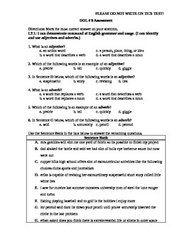 Preview of Common Core Aligned DOL Assessment Quarter 3