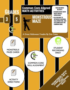 Preview of Common Core Aligned Halloween Math: Monstrous Maze: Gr. 3-5