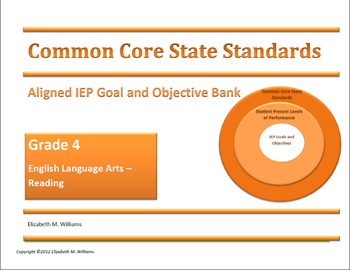 Preview of Common Core Aligned IEP Goal and Objective Bank Intermediate Grades 4-5