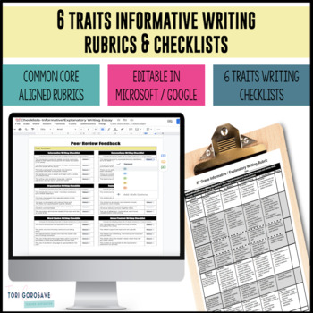 Preview of 6 Traits Informative Writing Rubrics for 6, 7, 8 - DIGITAL
