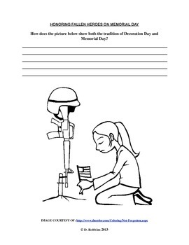 Preview of Common Core Aligned Memorial Day Reading, Comprehension, and Coloring Activity