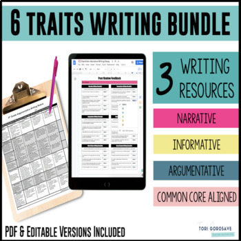 Preview of 6 Traits of Middle School Rubrics Bundle - Common Core Aligned
