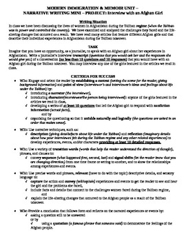 Preview of Common Core Aligned Modern Immigration Interview Project & Rubric