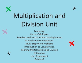 Preview of Multiplication and Intro to Division Unit