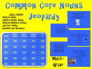 Preview of Common Core Aligned Nouns TV Trivia Game-Plural, Abstract, Irregular Nouns