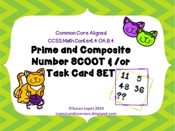 Preview of Common Core Aligned Prime and Composite Scoot & Task Card Set 