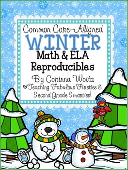 Preview of Common Core Aligned Winter Math & English Language Arts Print & Go Reproducibles