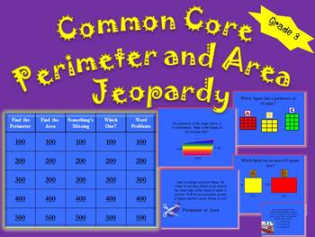 Preview of Common Core Area and Perimeter tV Trivia 3rd Grade Fun!