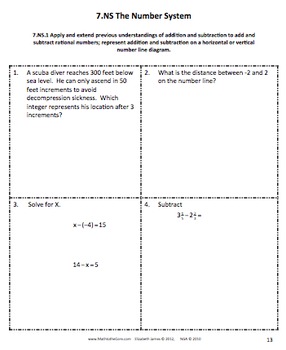 common core assessments math 7th seventh grade number system 7ns