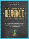 Math Assessments and Review Activities BUNDLE for 6th Grad