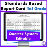 First Grade Standards Based Report Card Common Core for Quarters