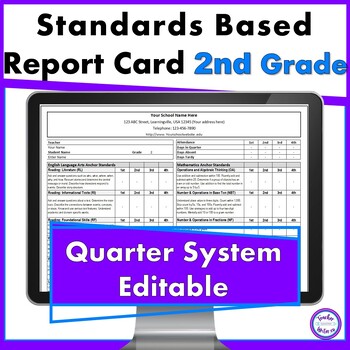 Preview of Standards Based Report Card 2nd Grade Common Core for Quarters