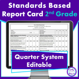 Standards Based Report Card 2nd Grade Common Core for Quarters