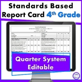 Standards Based Report Card 4th Grade Common Core for Quarters