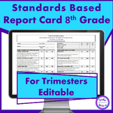 Standards Based Report Card 8th Grade for Trimesters & Com