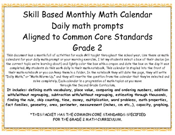 Preview of Common Core Based Daily Math Prompts: GRADE 2