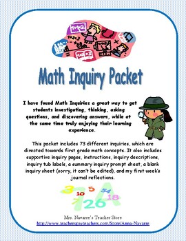 Preview of Common Core Based Math Inquiry Packet