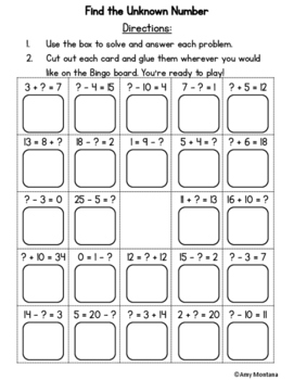 Common Core Bingo for 1st Grade {Free Sample} {Find the Unknown Number}