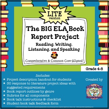 Preview of The BIG ELA Common Core Book Report Project LITE: Read/Write/Speak/Listen