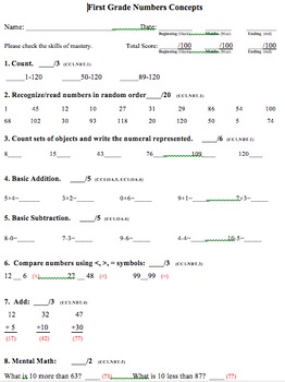 Preview of Common Core CCGPS Math Formative Summative Assessment First Grade