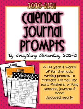 Common Core Calendar Writing Journal Prompts (Editable!) | TpT