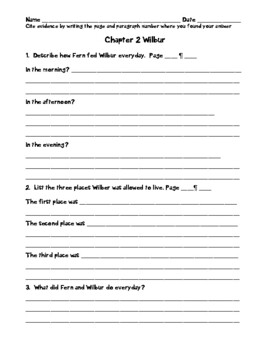 Common Core Charlotte's Web Chapter Worksheets CCSS Grades 2, 3, and 4.