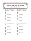 Common Core Check Box Activity - Quadratic Functions