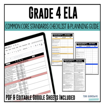 Preview of Grade 4 ELA Common Core Checklist | DIGITAL