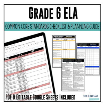 Preview of Grade 6 ELA Common Core Checklist | DIGITAL