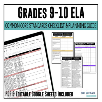Preview of Grades 9-10 ELA Common Core Checklist | DIGITAL