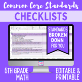 Common Core Checklist - Fifth Grade Math