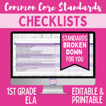 Preview of Common Core Checklist - First Grade ELA