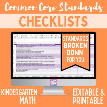 Preview of Common Core Checklist - Kindergarten Math