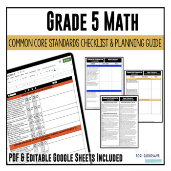 Preview of Grade 5 Math Common Core Checklist | DIGITAL